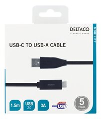 Deltaco USBC-1005M, USB C, USB A, 1.5m hind ja info | Mobiiltelefonide kaablid | hansapost.ee