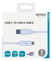 Deltaco USBC-1008M, USB C, USB A, 0.5m hind ja info | Mobiiltelefonide kaablid | hansapost.ee