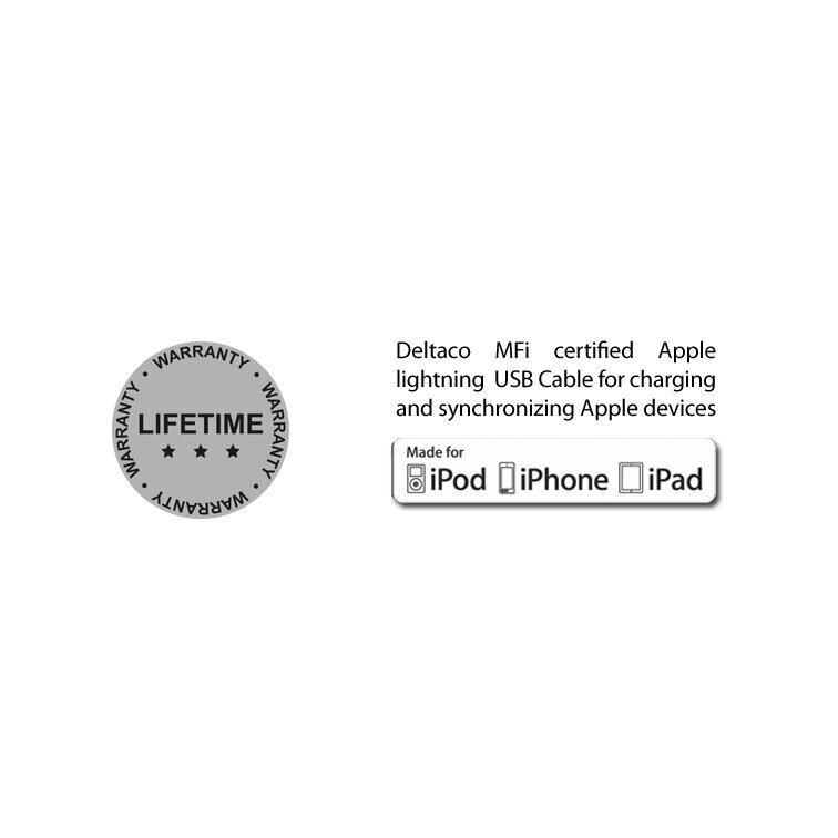 Deltaco IPLH-170, USB A, Lightning, 1m hind ja info | Mobiiltelefonide kaablid | hansapost.ee