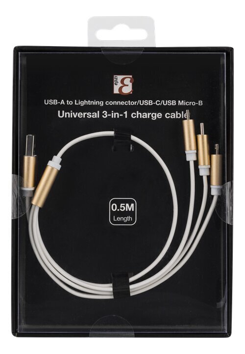 Epzi USB-MULTI05, USB C, Lightining, Micro USB, 0.5m цена и информация | Mobiiltelefonide kaablid | hansapost.ee
