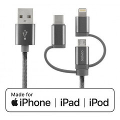 Deltaco IPLH-597, Micro USB, USB C, Lightning, 1м цена и информация | Кабели для телефонов | hansapost.ee
