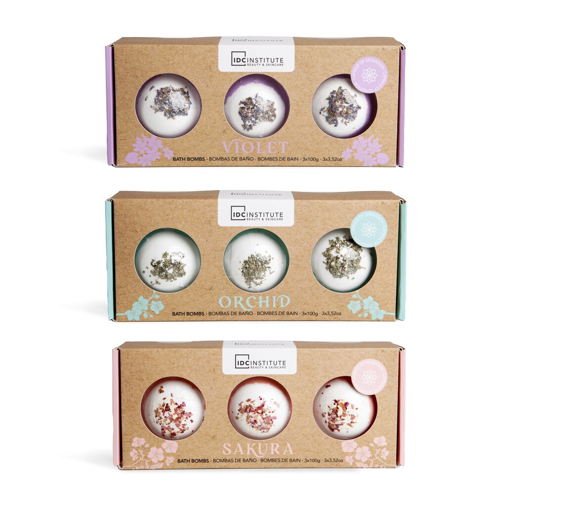 Vannipallide komplekt IDC Institute Zen Bath Bombs Trio Dried Flowers, 3 x 100 gr hind ja info | Dušigeelid, õlid | hansapost.ee