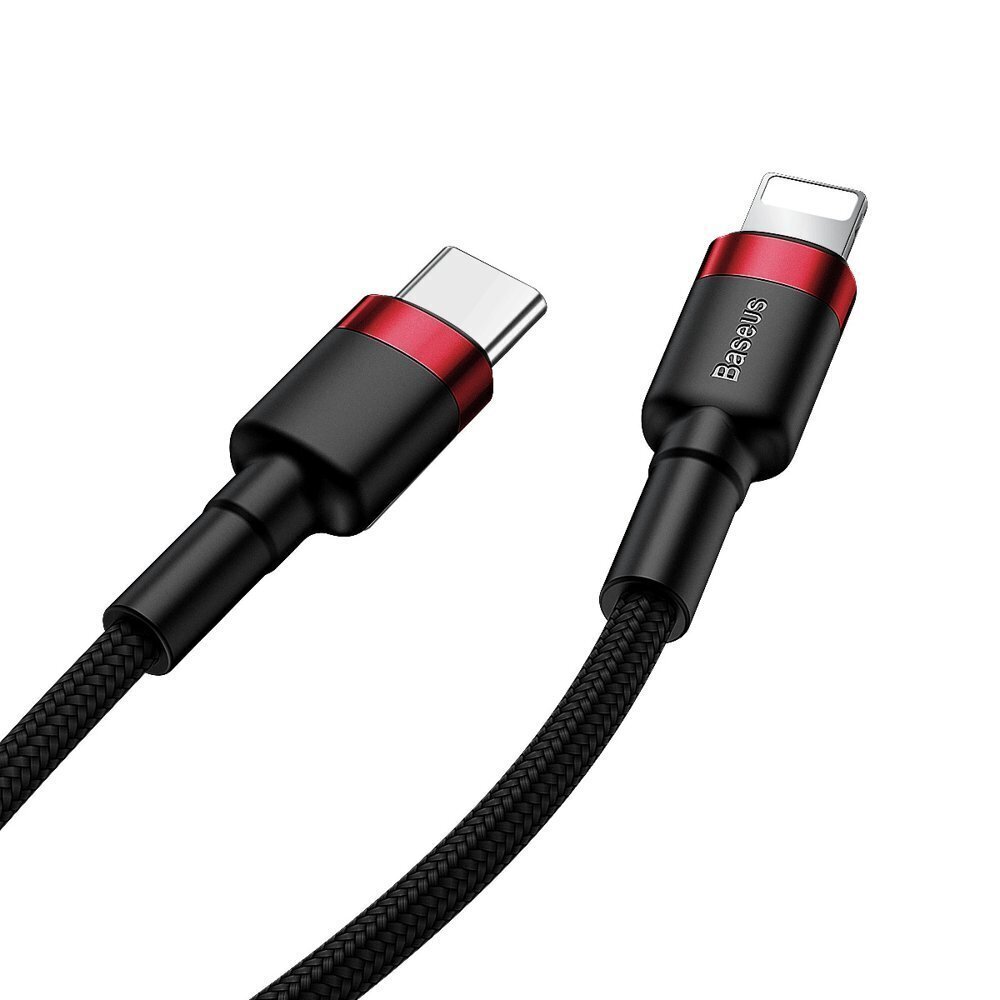 Laadimiskaabel Baseus Cafule CATLKLF-91 USB-C -> 18W / PD 2.0 / 100 cm, must ja punane цена и информация | Mobiiltelefonide kaablid | hansapost.ee