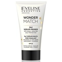 База под макияж Eveline Wonder Match 3in1 Serum-Primer, 30 мл цена и информация | Пудры, базы под макияж | hansapost.ee