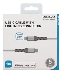 Deltaco IPLH-312M, USB C, Lightning, 1 м цена и информация | Кабели для телефонов | hansapost.ee