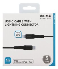 Deltaco IPLH-313M, USB C, Lightning, 1m hind ja info | Mobiiltelefonide kaablid | hansapost.ee