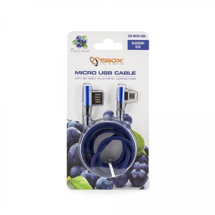 Sbox USB-MICRO-90BL, USB - MicroUSB 90 M/M, 1.5m цена и информация | Mobiiltelefonide kaablid | hansapost.ee