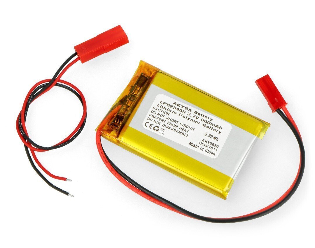 Akyga Li-Pol 900mAh 1S 3.7V JST-BEC hind ja info | Autoakud | hansapost.ee