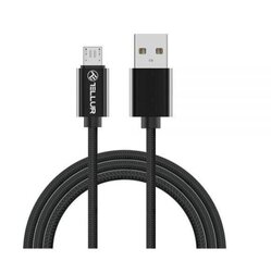 Nailonist andmeedastuskaabel Tellur USB/Micro USB, 1m, Must hind ja info | Mobiiltelefonide kaablid | hansapost.ee