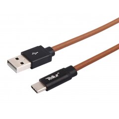Nahast andmeedastuskaabel Tellur USB/Type-C, 1m, Pruun цена и информация | Кабели для телефонов | hansapost.ee