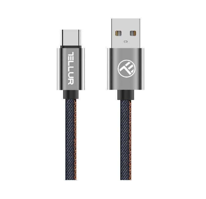 Andmeedastuskaabel Tellur, USB/Type-C, 1m, Denim цена и информация | Mobiiltelefonide kaablid | hansapost.ee