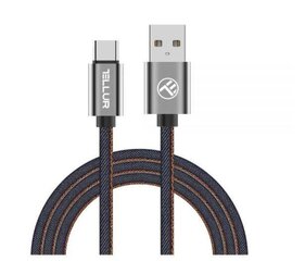 Andmeedastuskaabel Tellur, USB/Type-C, 1m, Denim hind ja info | Mobiiltelefonide kaablid | hansapost.ee