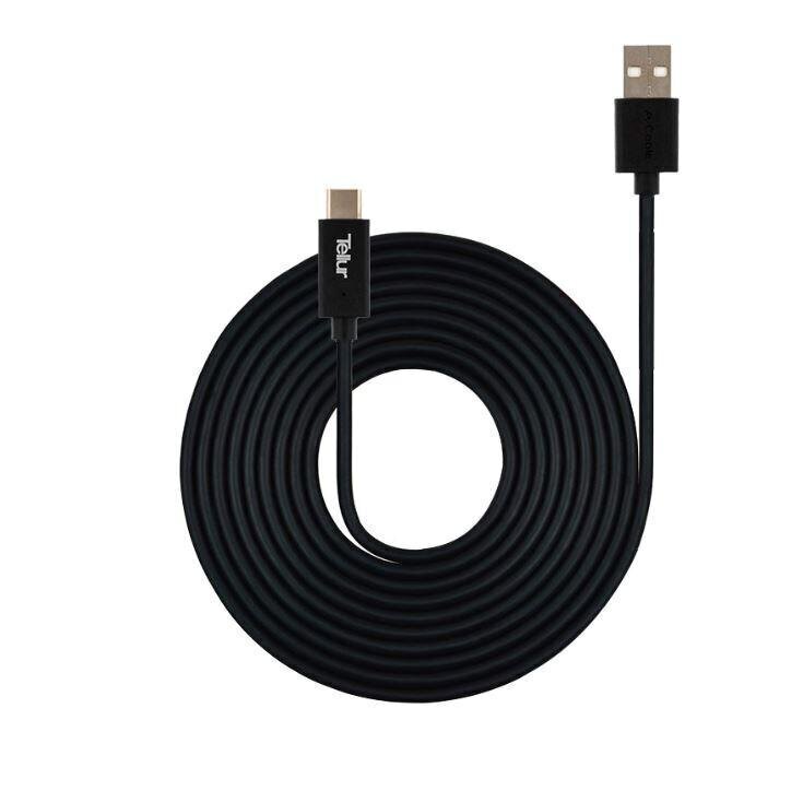 Andmeedastuskaabel Tellur, USB/Type-C, 1m, Must hind ja info | Mobiiltelefonide kaablid | hansapost.ee