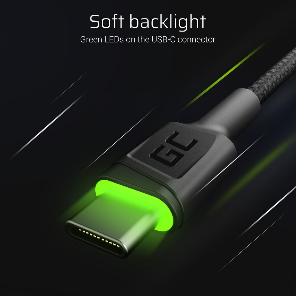 Green Cell KABGC13, USB - USB-C, 2m цена и информация | Mobiiltelefonide kaablid | hansapost.ee