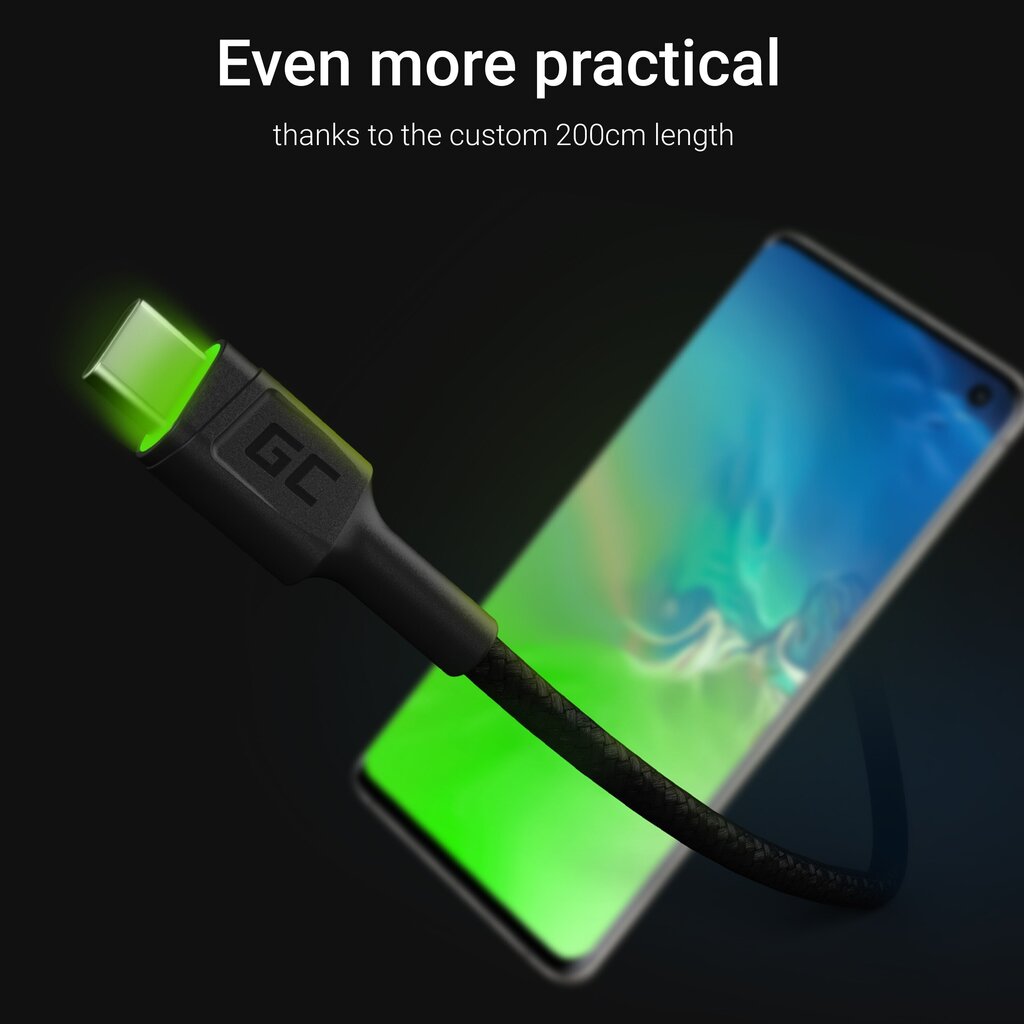 Green Cell KABGC13, USB - USB-C, 2m hind ja info | Mobiiltelefonide kaablid | hansapost.ee