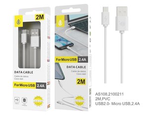 Кабель USB-micro USB 2м 2.4A OnePlus белый цена и информация | OnePlus Мобильные телефоны, Фото и Видео | hansapost.ee