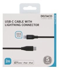 Deltaco IPLH-321M, USB C, Lightning, 2 м цена и информация | Кабели для телефонов | hansapost.ee