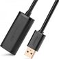 USB 2.0 pikenduskaabel UGREEN US121, aktiivne, 5 m, must цена и информация | Mobiiltelefonide kaablid | hansapost.ee