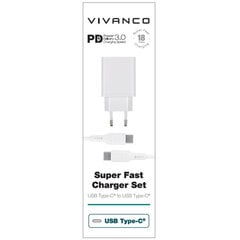 Vivanco laadija USB-C 3A 1,2m, valge (60811) цена и информация | Кабели для телефонов | hansapost.ee