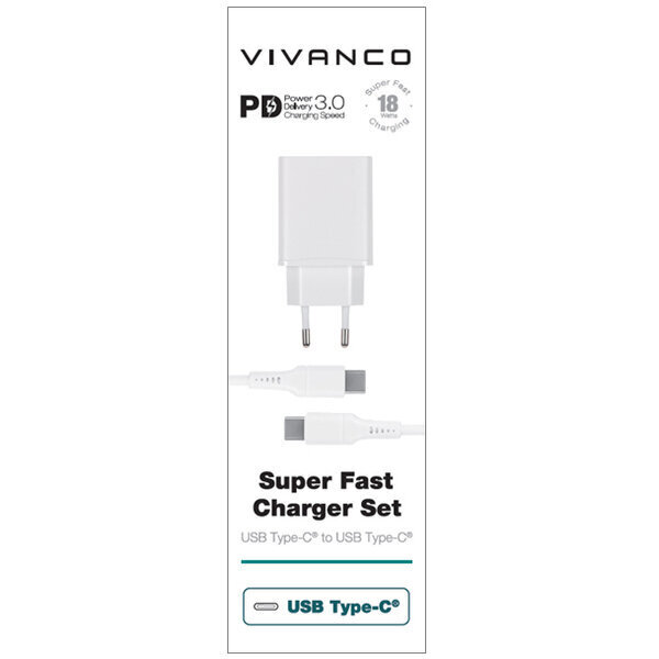 Vivanco laadija USB-C 3A 1,2m, valge (60811) цена и информация | Mobiiltelefonide kaablid | hansapost.ee