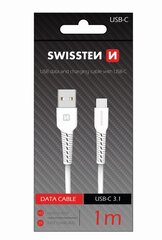 Универсальный кабель данных Swissten Basic Quick Charge USB-C USB, 1 м, белый цена и информация | Кабели для телефонов | hansapost.ee