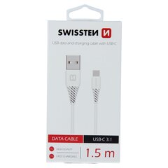 Swissten Basic Universal Quick Charge USB-C Data and Charging Cable 1.5m White hind ja info | Mobiiltelefonide kaablid | hansapost.ee