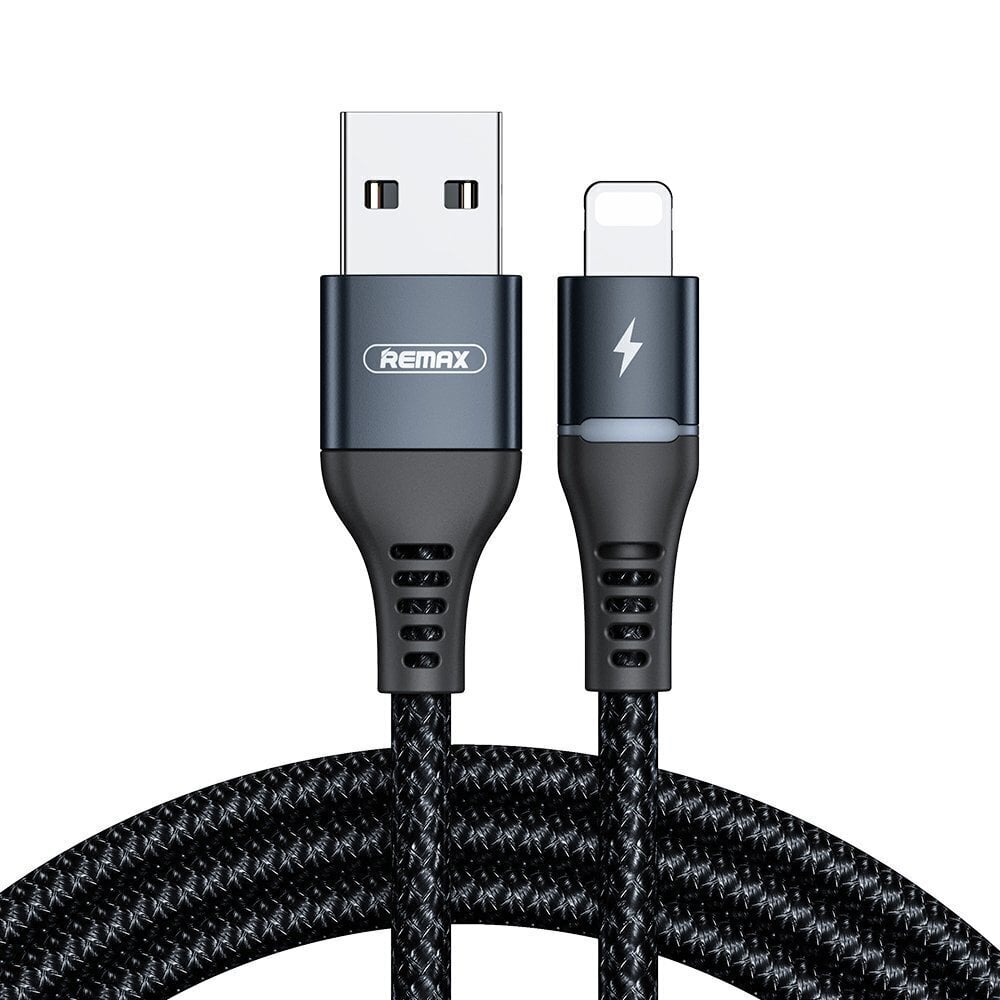 Kaabel Remax Durable Nylon Braided, USB - Lightning, 1 m, must цена и информация | Mobiiltelefonide kaablid | hansapost.ee