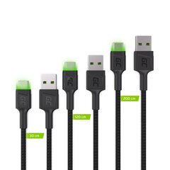 Green Cell USB-C набор кабелей 3x QC 3.0 0.3 м 1.2 м 2 м цена и информация | Кабели для телефонов | hansapost.ee