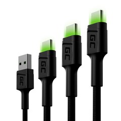 Green Cell USB-C набор кабелей 3x QC 3.0 0.3 м 1.2 м 2 м цена и информация | Кабели для телефонов | hansapost.ee