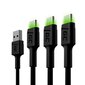 Green Cell USB-C kaablikomplekt 3x QC 3.0 1.20 m цена и информация | Mobiiltelefonide kaablid | hansapost.ee