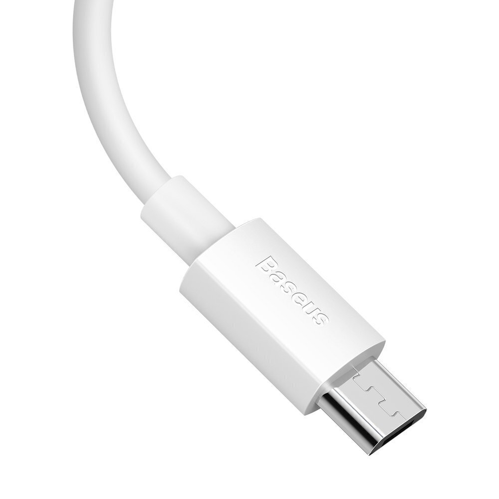 Kaabel Baseus Simple Wisdom Set (2 tk.) USB - micro USB 2,1 A 1,5 m, valge (TZCAMZJ-02) цена и информация | Mobiiltelefonide kaablid | hansapost.ee