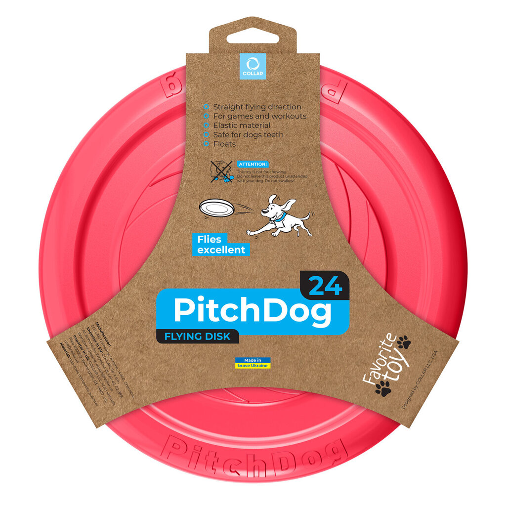 Interaktiivne lendav taldrik koerale Doggy Pitchdog, 24 cm, roosa цена и информация | Koerte mänguasjad | hansapost.ee