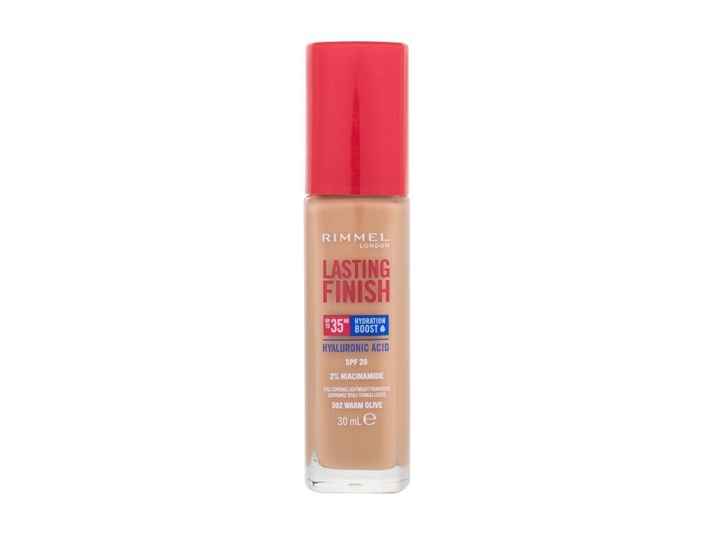 Jumestuskreem Rimmel London Lasting Finish Hydration Foundation, 302 warm olive, 30 ml цена и информация | Jumestuskreemid ja puudrid | hansapost.ee