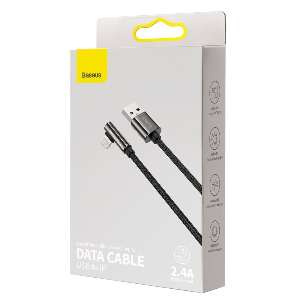 Cable USB to Lightning Baseus Legend Series, 2.4A, 1m (black) hind ja info | Mobiiltelefonide kaablid | hansapost.ee