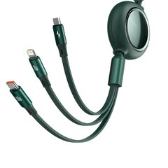 USB cable 3in1 Baseus Bright Mirror, USB to micro USB / USB-C / Lightning, 100W, 1.2m (green) hind ja info | Mobiiltelefonide kaablid | hansapost.ee