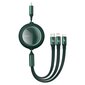 USB cable 3in1 Baseus Bright Mirror, USB to micro USB / USB-C / Lightning, 100W, 1.2m (green) hind ja info | Mobiiltelefonide kaablid | hansapost.ee