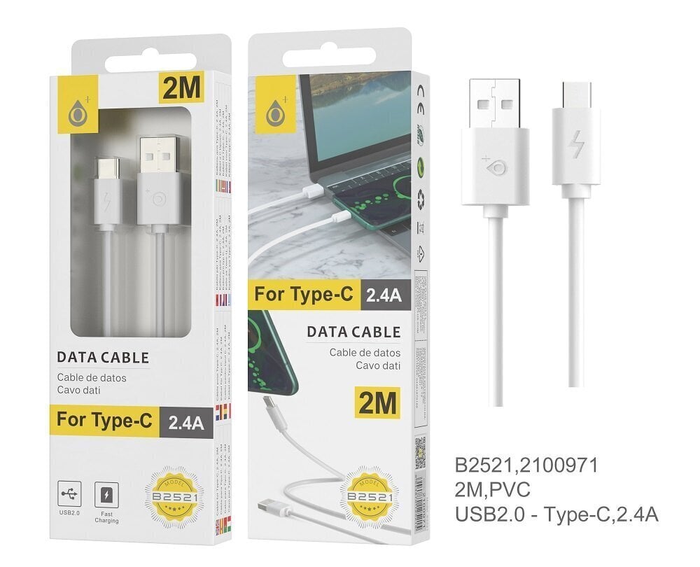 Kaabel USB-C 2m 2.4A OnePlus valge hind ja info | Mobiiltelefonide kaablid | hansapost.ee