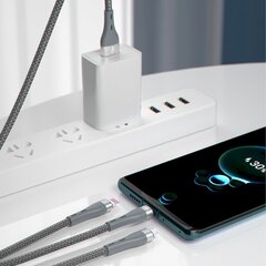 Кабель Dudao USB 3in1 cable Lightning / microUSB/ USB Type C 65W 1,2 м, gray (L20X) цена и информация | Borofone 43757-uniw | hansapost.ee