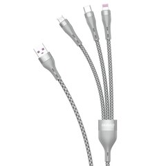 Кабель Dudao USB 3in1 cable Lightning / microUSB/ USB Type C 65W 1,2 м, gray (L20X) цена и информация | Borofone 43757-uniw | hansapost.ee
