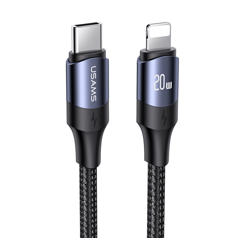 USAMS U71 USB-C Lightning PD 2m, must цена и информация | Mobiiltelefonide kaablid | hansapost.ee