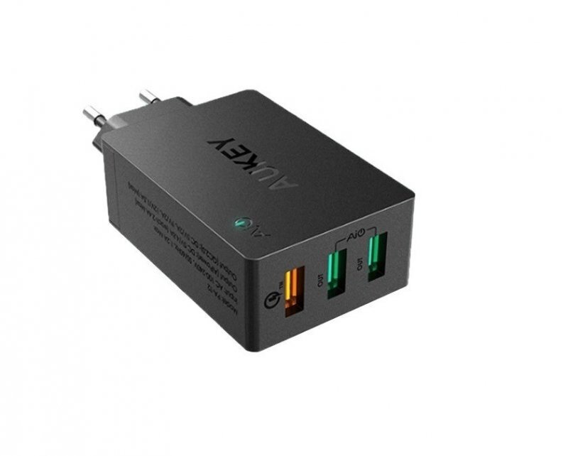 Laadija Aukey LLTSEU65482, 3 x USB 3.0, must цена и информация | Laadijad mobiiltelefonidele | hansapost.ee