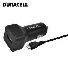 Duracell Универсальная 2.4A Одного USB Гнезда Авто 12V-24V DC 5V Быстрая Зарядка + Micro USB кабель 1m Телефона / Планшета Черная цена и информация | Зарядные устройства для телефонов | hansapost.ee