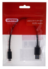 Unitek USB-C – USB-A 3.1,M/M,0.25M, Y-C490BK hind ja info | Juhtmed ja kaablid | hansapost.ee