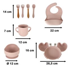 Silikoonist lastetaldriku komplekt Krabi, roosa цена и информация | Детская посуда, контейнеры для молока и еды | hansapost.ee