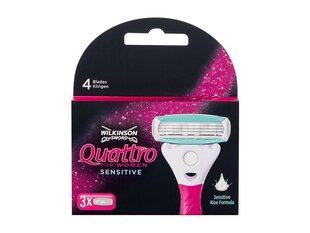 Станки для бритья Wilkinson Sword Quattro Sensitive для женщин, 3 шт. цена и информация | Средства для бритья | hansapost.ee