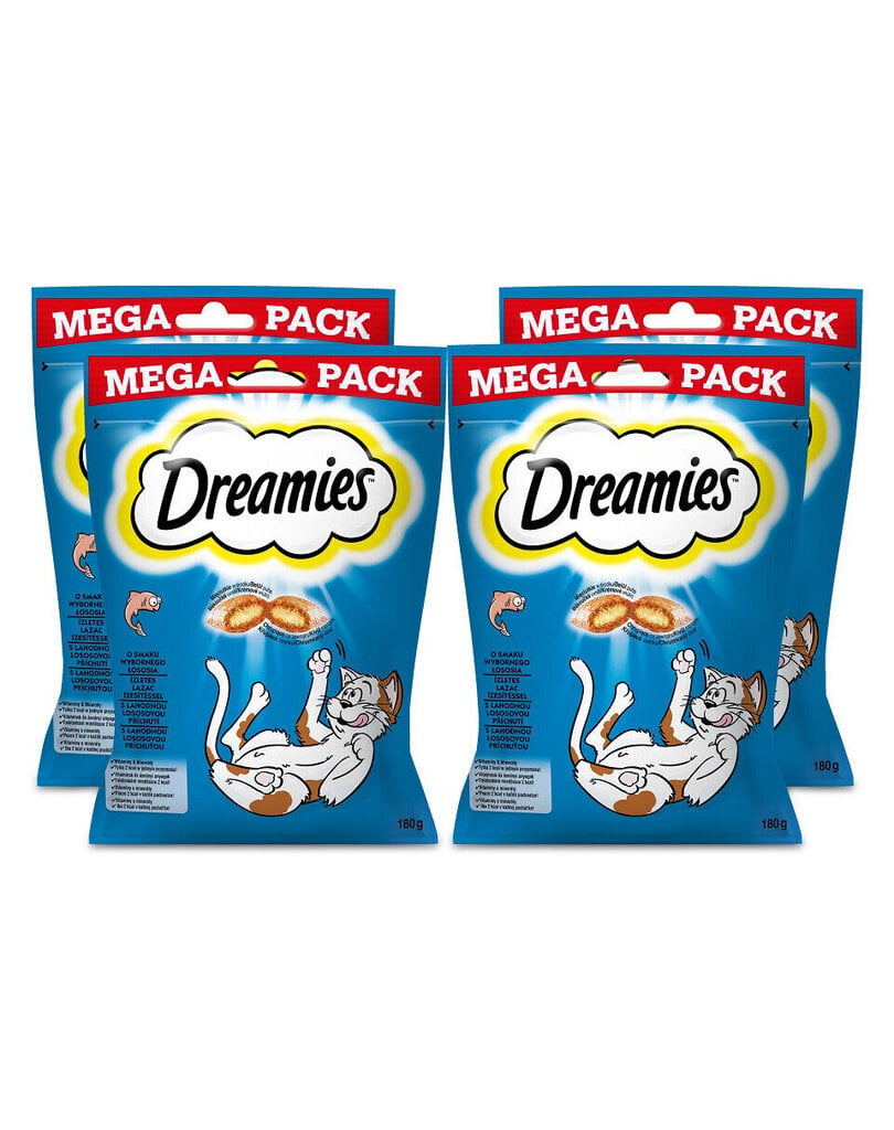 Dreamies Mega Pack kassidele lõhega, 4x180 g hind ja info | Kasside maiused | hansapost.ee