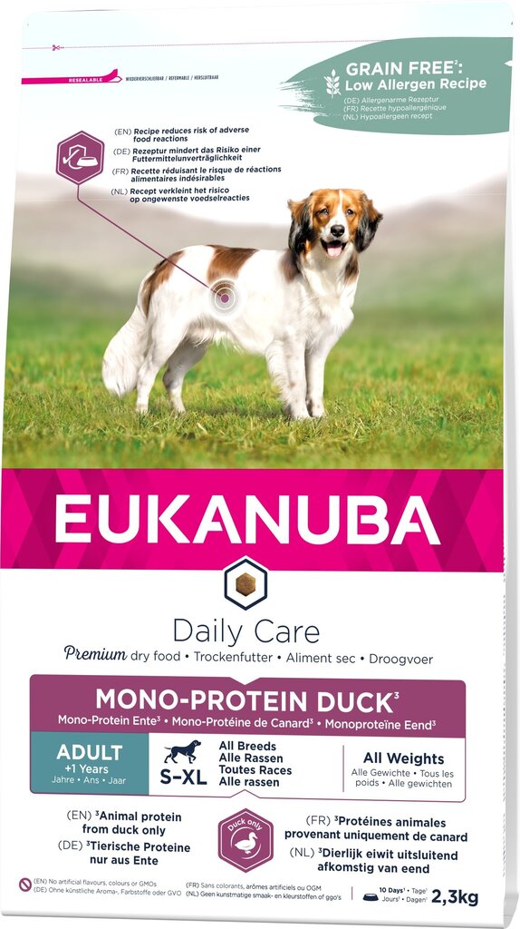 Eukanuba Daily Care täiskasvanud koertele pardiga, 2,3 kg цена и информация | Koerte kuivtoit ja krõbinad | hansapost.ee