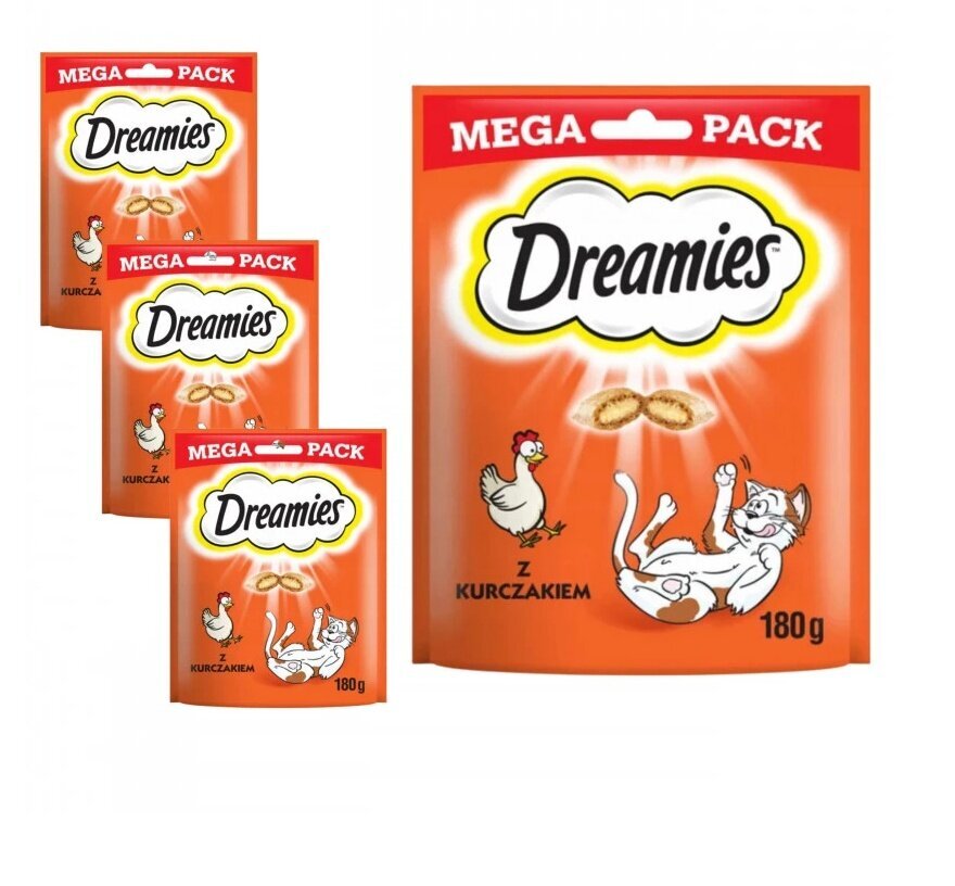 Dreamies Mega Pack kassidele kanaga, 4x180 g цена и информация | Kasside maiused | hansapost.ee