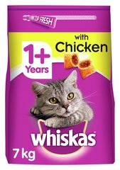 Whiskas täiskasvanud kassidele kanaga, 7 kg hind ja info | Kassi kuivtoit ja kassikrõbinad | hansapost.ee