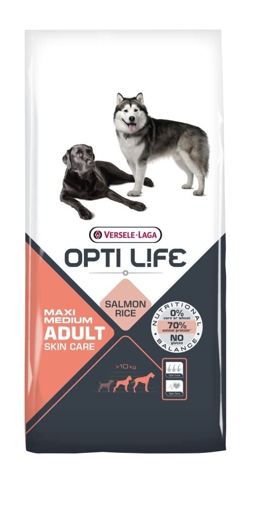 Versele-Laga Opti Life Adult Skin Care Medium & Maxi koertele lõhega, 12.5 kg hind ja info | Koerte kuivtoit ja krõbinad | hansapost.ee